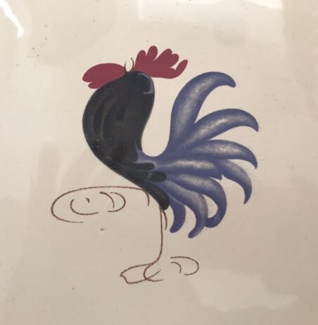 gallo piatto ceramica