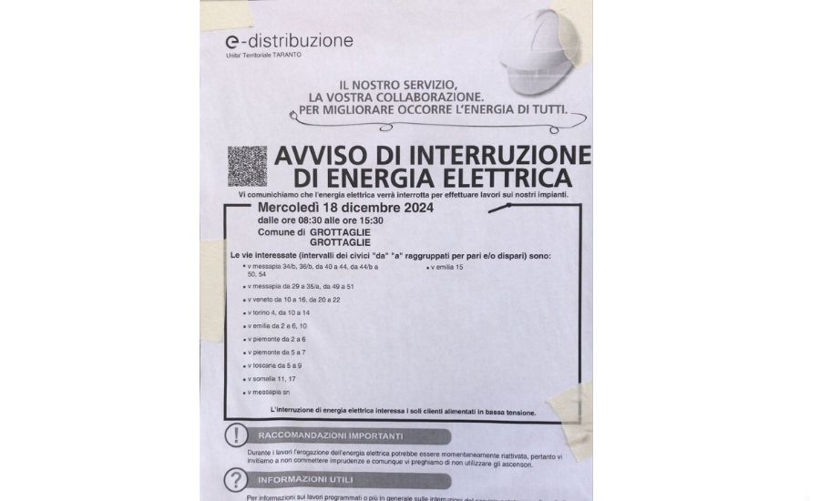 interruzione energia elettrica